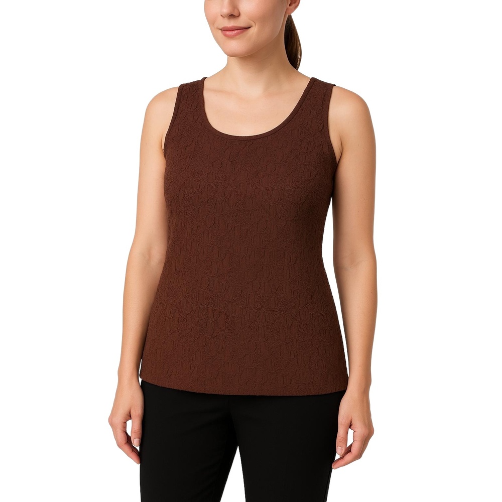 DRESSBARN Brown Sleeveless Tank‎ Lace Overlay Top Womens Size 12